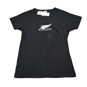 Silver Fern Shirt Womens L Black Short Sleeve Round Neck Logo Print Casual Tee